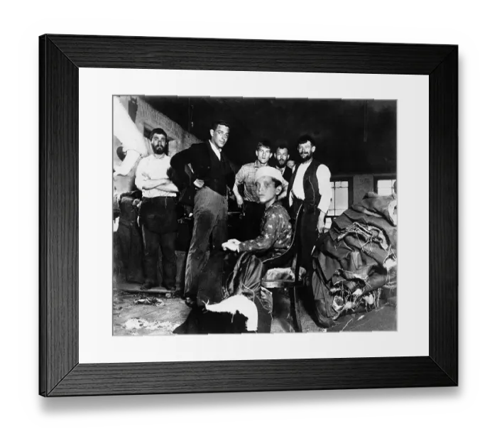 Framed Print : Boy and Men in Sweatshop