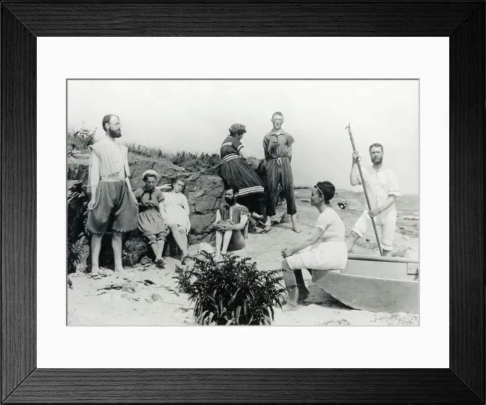 Framed Print : Small Group of Bathers on Beach Framed Print : Small Group of Bathers on Beach