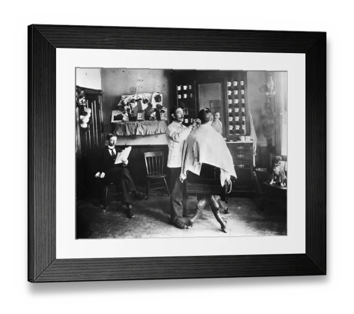 Framed Print : Barber Cutting Hair