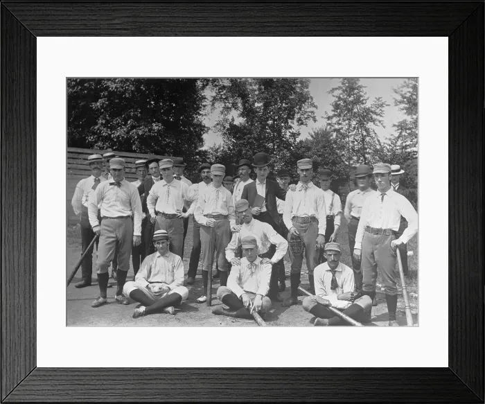 Framed Print : Hometown Baseball Team Posing Together Framed Print : Hometown Baseball Team Posing Together