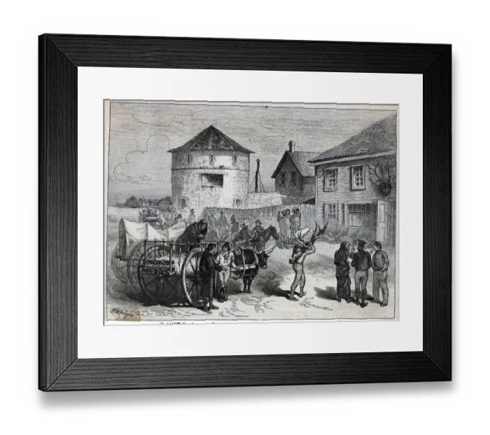 Framed Print : Traders At Fort Manitoba; Engraving Framed Print : Traders At Fort Manitoba; Engraving