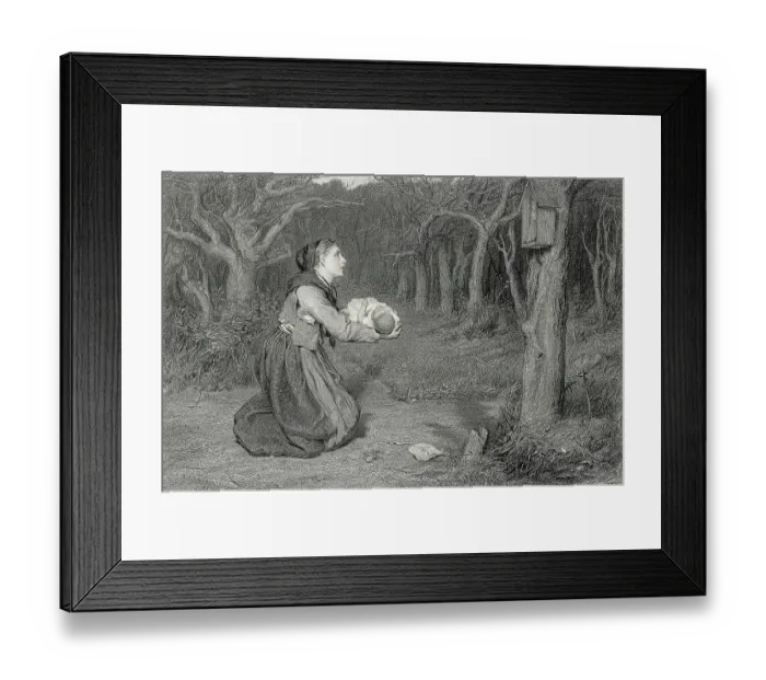 Framed Print : Peasant Woman Kneels at Forest Shrine Framed Print : Peasant Woman Kneels at Forest Shrine