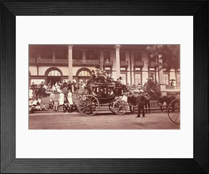 Framed Print : Vacationers and Coach Outside Fort William Henry Hotel Framed Print : Vacationers and Coach Outside Fort William Henry Hotel