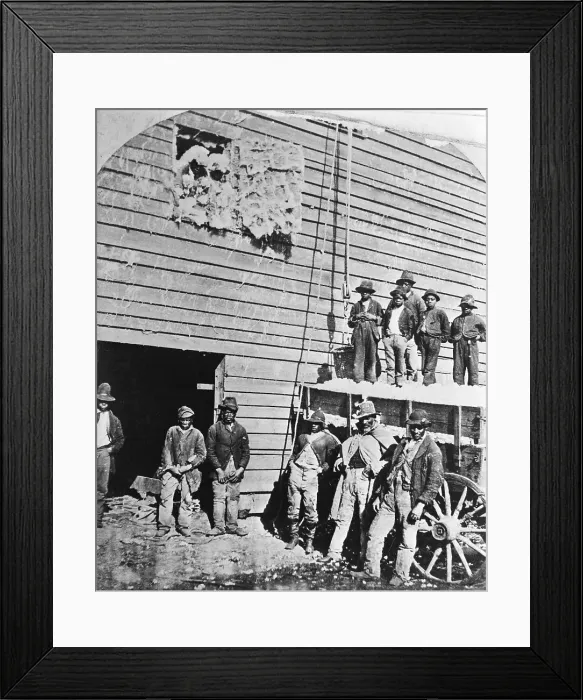 Framed Print : Black Men at Cotton Barn Framed Print : Black Men at Cotton Barn