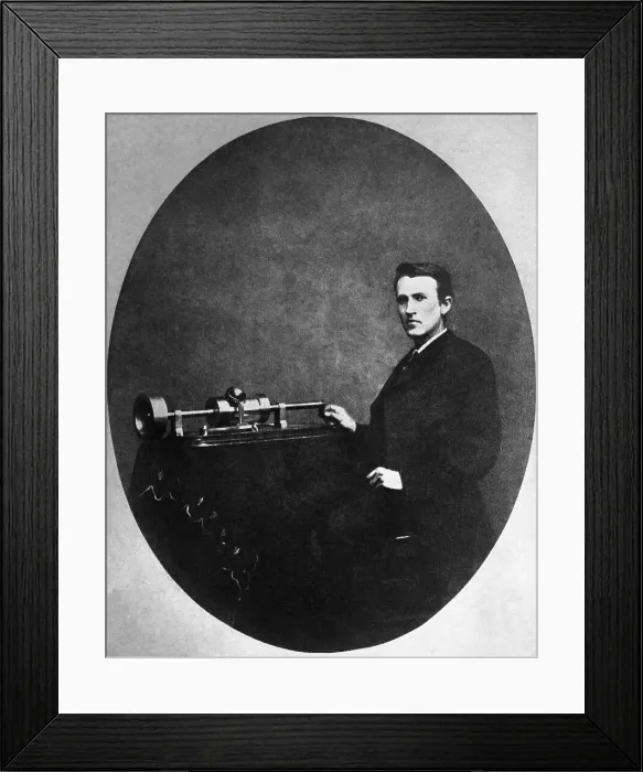 Framed Print : Thomas Edison Seated W / Phonograph Framed Print : Thomas Edison Seated W / Phonograph