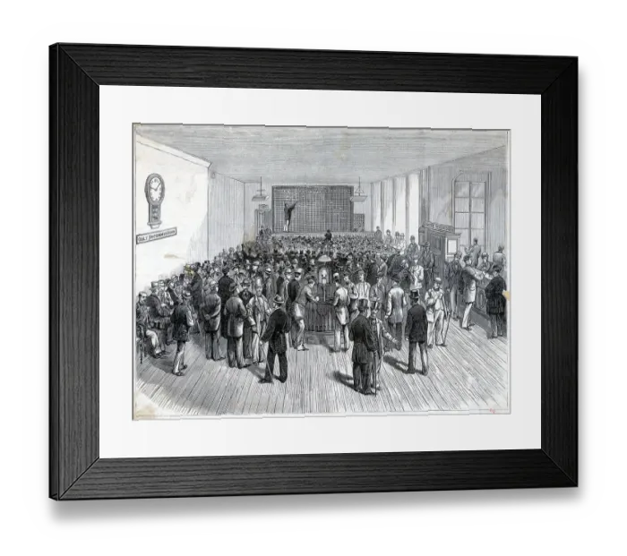 Framed Print : Interior Of Stock Exchange; Woodcut Framed Print : Interior Of Stock Exchange; Woodcut