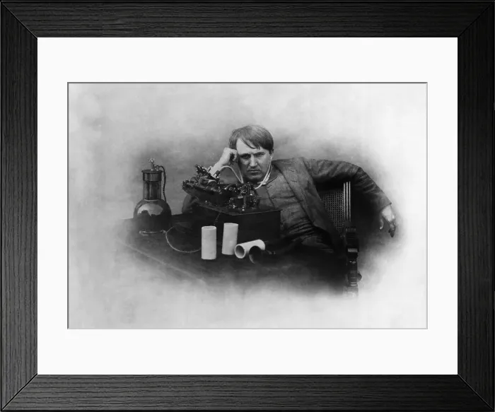 Framed Print : Thomas Edison with his Phonograph