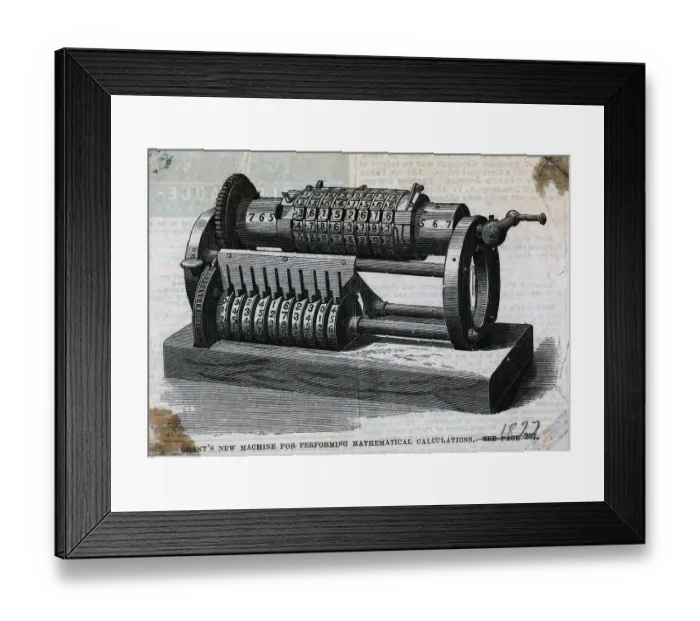Framed Print : Early Math Calculator with Handle Framed Print : Early Math Calculator with Handle