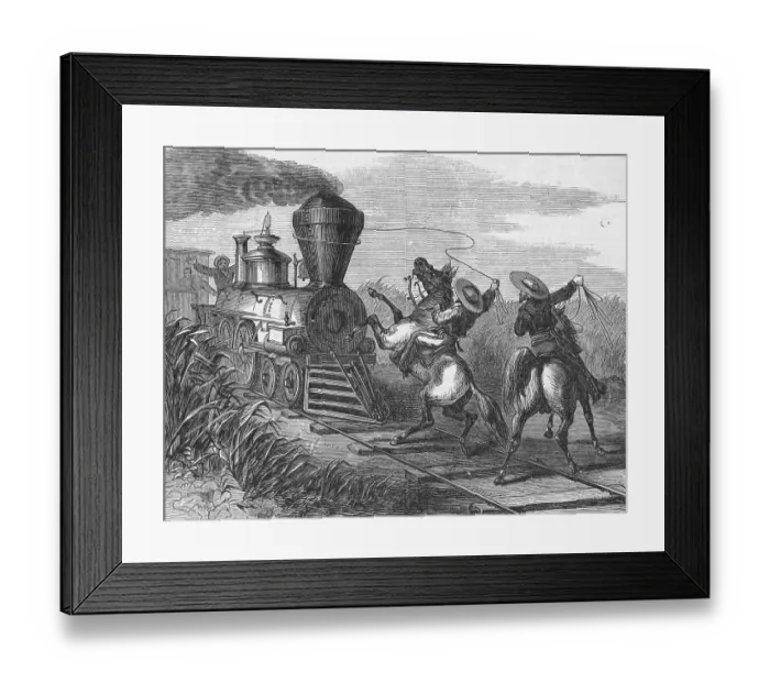 Framed Print : Cowboys Lassoing a Train Framed Print : Cowboys Lassoing a Train