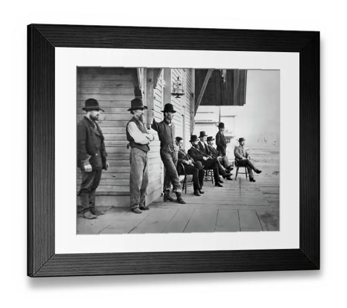Framed Print : Men Gathered On Porch