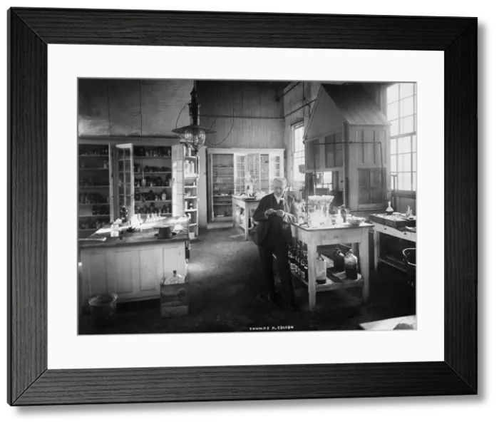 Framed Print : Thomas Edison Standing in Laboratory