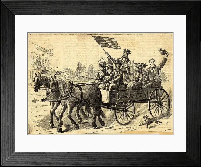 Framed Print : Horse Drawn Wagon Going to Fair Engraving