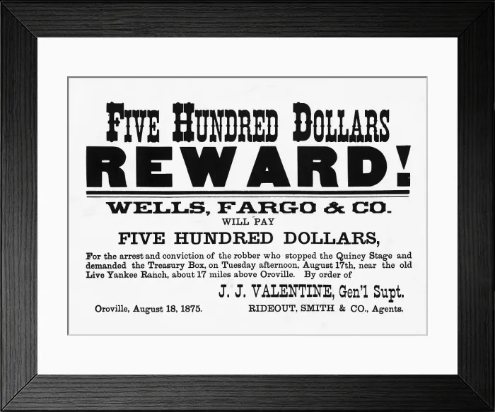 Framed Print : Reward Poster -- $500 for Robber Bandit Framed Print : Reward Poster -- $500 for Robber Bandit