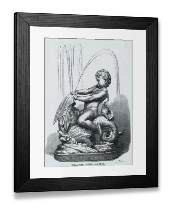 Framed Print : Fountain with Mythological Character Triton Framed Print : Fountain with Mythological Character Triton