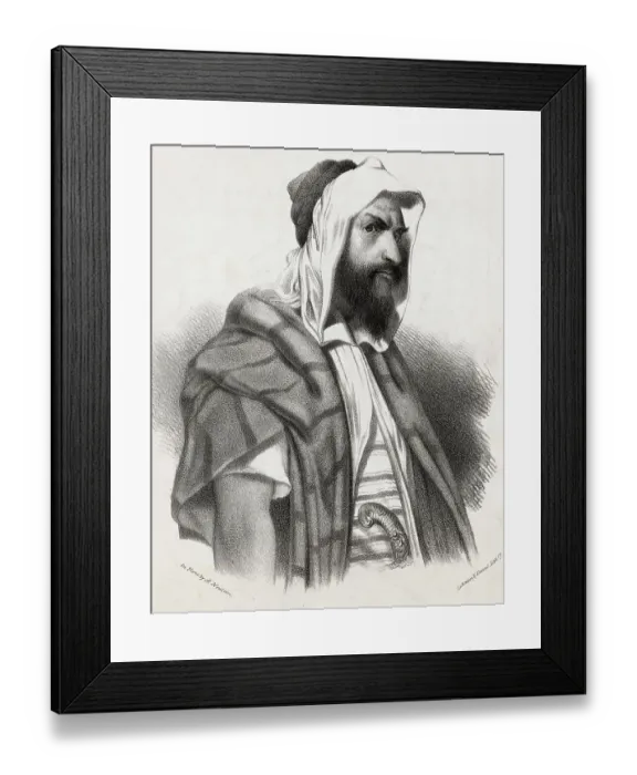 Framed Print : Portrait of Algerian Leader Abdelkader in Pensive Mood Framed Print : Portrait of Algerian Leader Abdelkader in Pensive Mood
