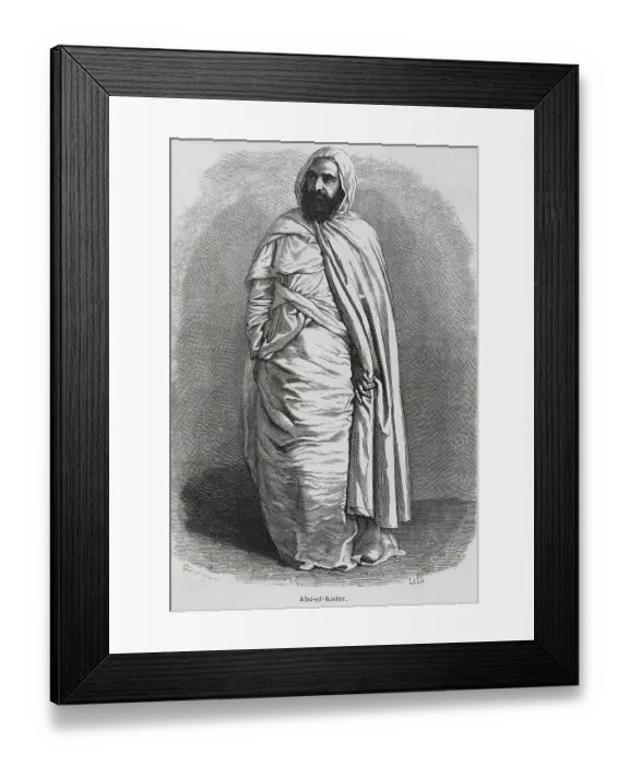 Framed Print : Portrait of Algerian Leader Abdelkader in Swaddling Garments Framed Print : Portrait of Algerian Leader Abdelkader in Swaddling Garments