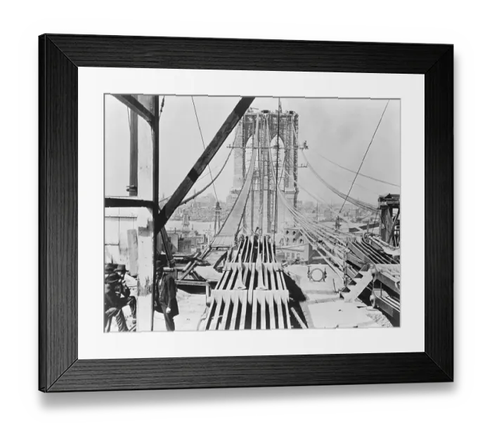 Framed Print : Brooklyn Bridge Under Construction Framed Print : Brooklyn Bridge Under Construction