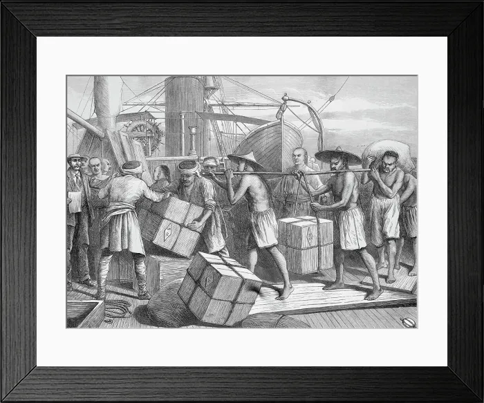 Framed Print : Workers Unloading Cargo Framed Print : Workers Unloading Cargo