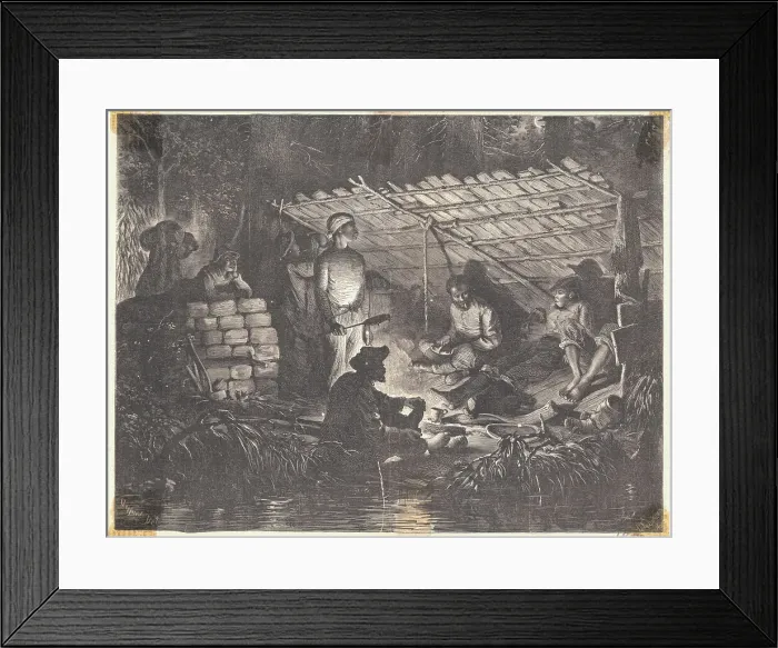 Framed Print : Early African Americans in Makeshift Encampment Framed Print : Early African Americans in Makeshift Encampment