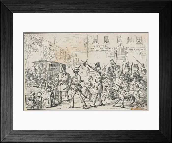 Framed Print : Residents Armed with Swords and Guns Framed Print : Residents Armed with Swords and Guns