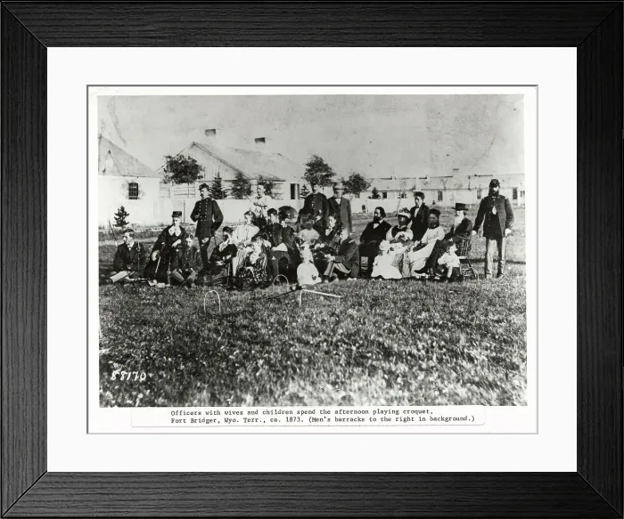 Framed Print : Early Military Personnel Posing on Barrack Field Framed Print : Early Military Personnel Posing on Barrack Field