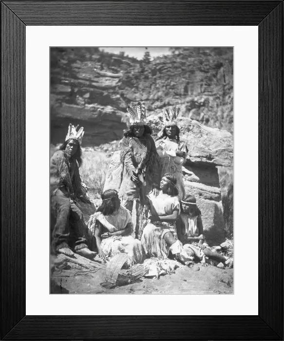 Framed Print : 1873 Stereoscope of Paiutes in Headdresses