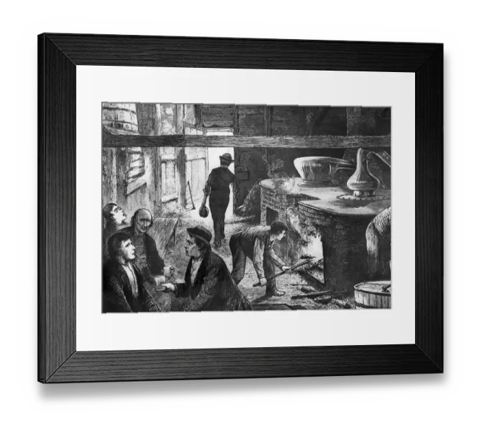 Framed Print : Making Apple Whiskey at a Still in Rockland County, New York Woodcut Framed Print : Making Apple Whiskey at a Still in Rockland County, New York Woodcut