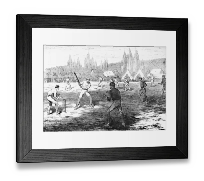 Framed Print : Woodcut of a Cricket Match Framed Print : Woodcut of a Cricket Match