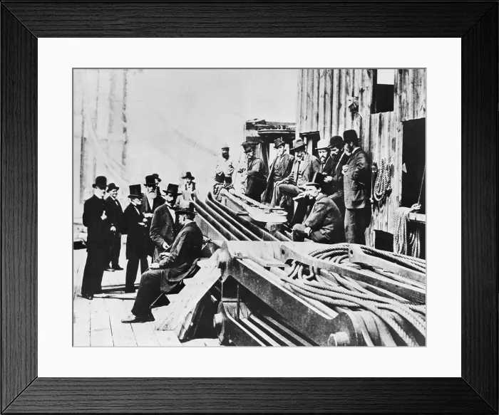Framed Print : Officers Observing Bridge Construction Framed Print : Officers Observing Bridge Construction