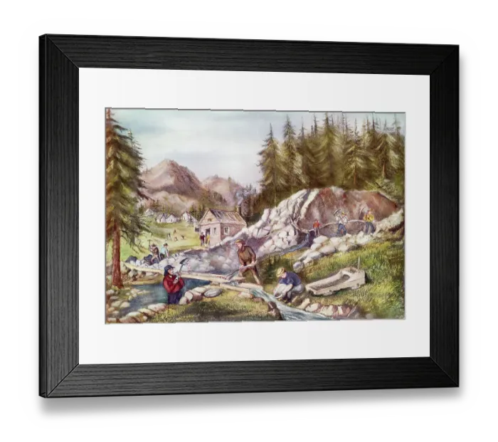 Framed Print : Gold Mining In California by Currier & Ives Framed Print : Gold Mining In California by Currier & Ives