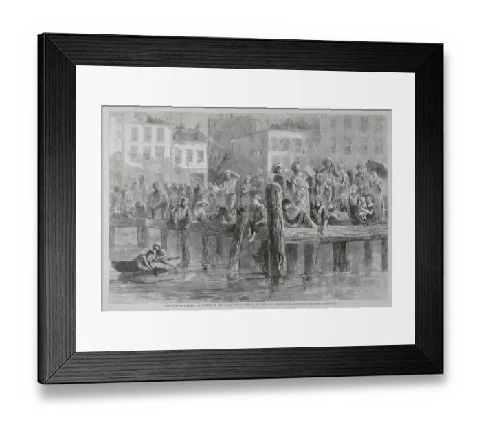 Framed Print : Poor City Dwellers Enjoying Dock Area for Fun Framed Print : Poor City Dwellers Enjoying Dock Area for Fun