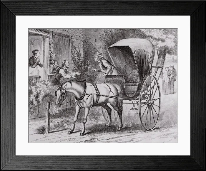 Framed Print : New Country Doctor Arriving in Town by Wagon Framed Print : New Country Doctor Arriving in Town by Wagon