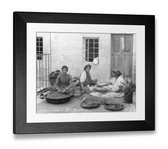 Framed Print : Women and Boy Grinding Grains Framed Print : Women and Boy Grinding Grains