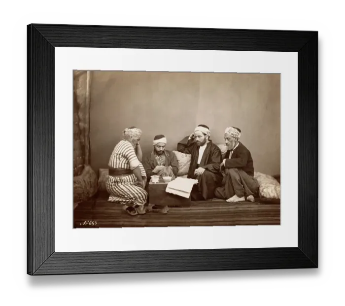 Framed Print : Group of Middle-Eastern Men Study in North Africa Framed Print : Group of Middle-Eastern Men Study in North Africa