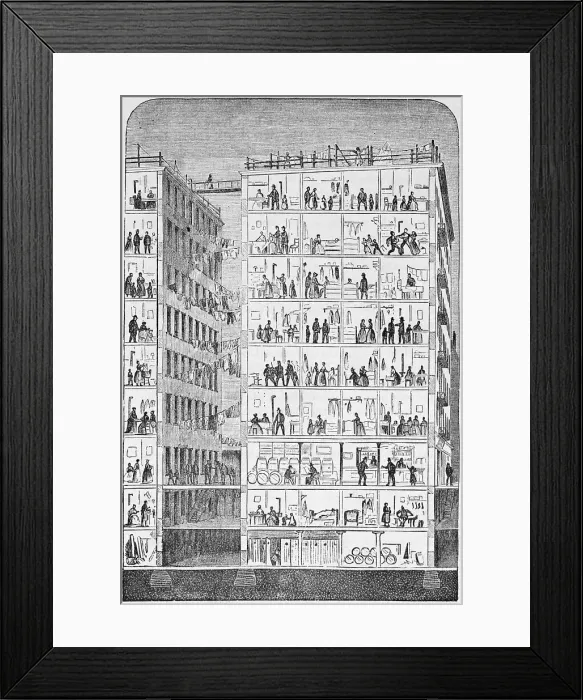 Framed Print : Cross Section of a Tenement House Framed Print : Cross Section of a Tenement House