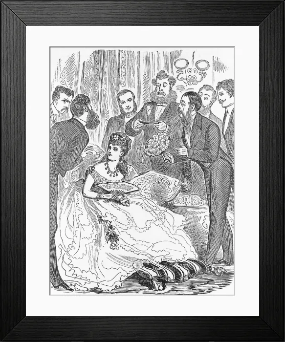 Framed Print : Men Daunting Woman with Gifts Framed Print : Men Daunting Woman with Gifts