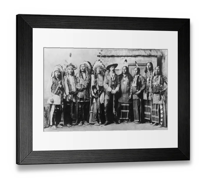 Framed Print : Buffalo Bill Cody with Group of Native Americans Framed Print : Buffalo Bill Cody with Group of Native Americans