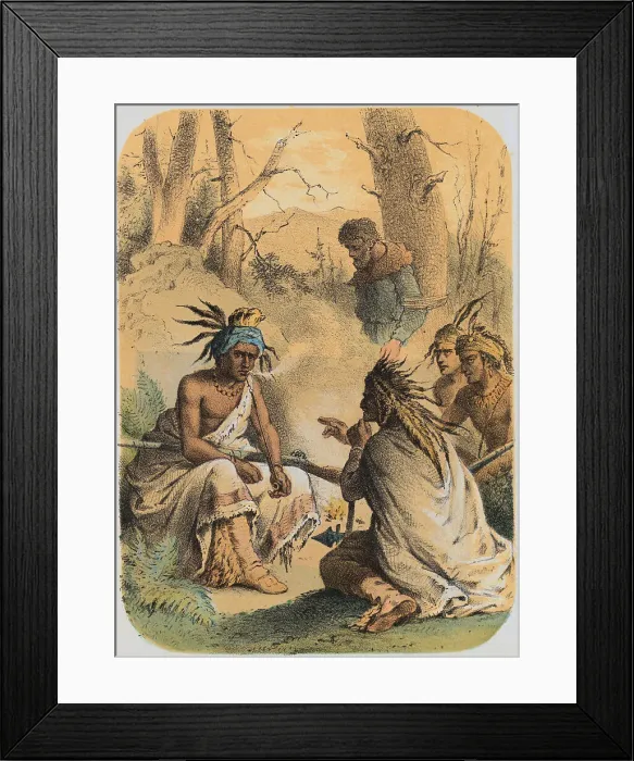 Framed Print : Sioux Indians Conversing with Prisoner Tied to Tree Framed Print : Sioux Indians Conversing with Prisoner Tied to Tree