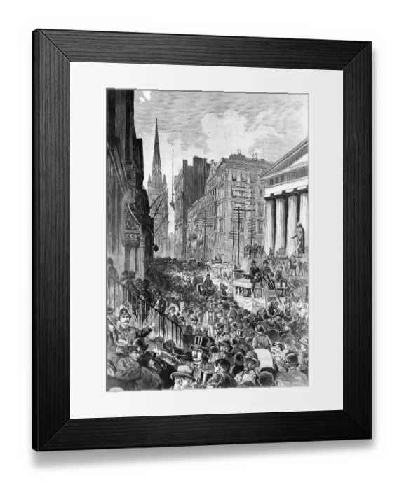 Framed Print : Black Friday in the Financial district of Wall Street in New York City. The Great Panic of 1869 Framed Print : Black Friday in the Financial district of Wall Street in New York City. The Great Panic of 1869