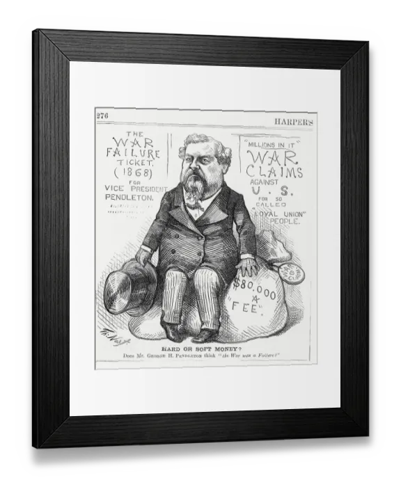 Framed Print : Cartoon on George H. Pendleton Views of War