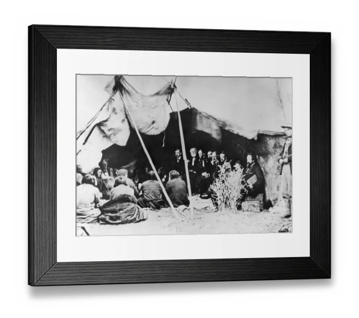 Framed Print : Sherman And Sioux Sign Treaty, 1868 Framed Print : Sherman And Sioux Sign Treaty, 1868