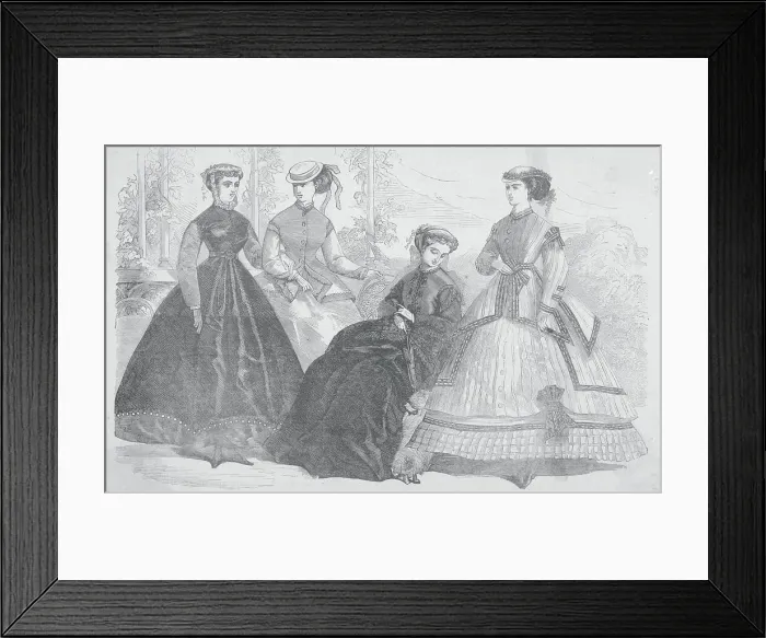 Framed Print : Drawing Showing Early Parisian Women's Fashions Framed Print : Drawing Showing Early Parisian Women's Fashions