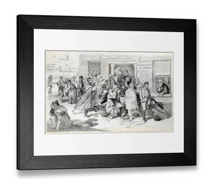 Framed Print : Cartoon Ridiculing Oil Speculation Framed Print : Cartoon Ridiculing Oil Speculation