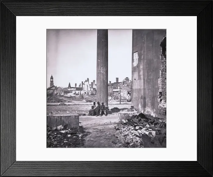 Framed Print : Children Posing by Column Framed Print : Children Posing by Column