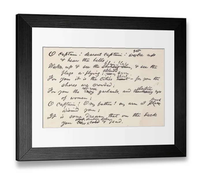 Framed Print : Display of Poem by Walt Whitman on Abraham Lincoln's Death Framed Print : Display of Poem by Walt Whitman on Abraham Lincoln's Death