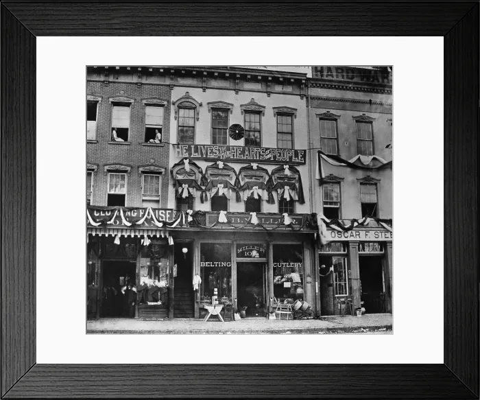 Framed Print : Il Area Decorated For Lincoln Funeral Framed Print : Il Area Decorated For Lincoln Funeral