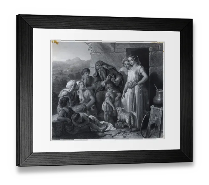 Framed Print : Engraving; Lesson Of Passover;Boy, Lamb Framed Print : Engraving; Lesson Of Passover;Boy, Lamb