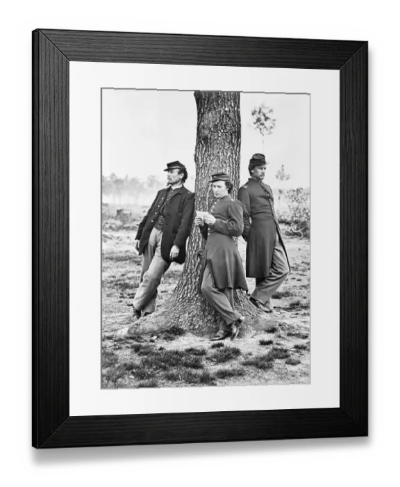 Framed Print : Company C Officers Leaning on Tree Framed Print : Company C Officers Leaning on Tree