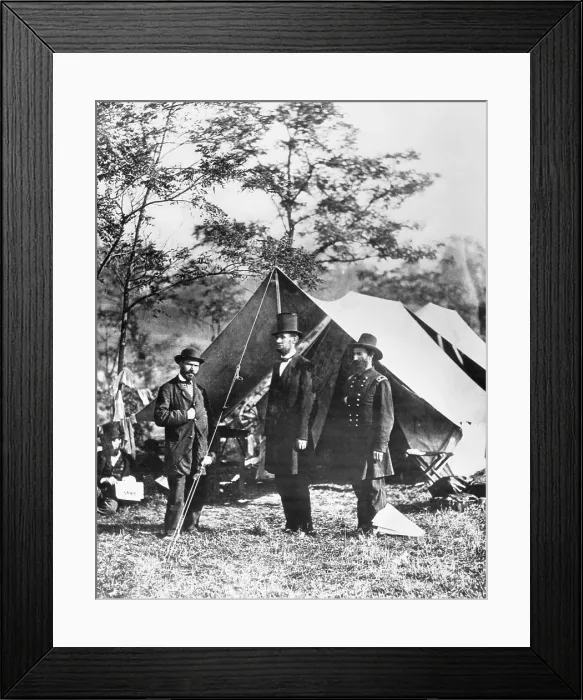 Framed Print : Major Pinkerton, President Lincoln, General McClernand Framed Print : Major Pinkerton, President Lincoln, General McClernand