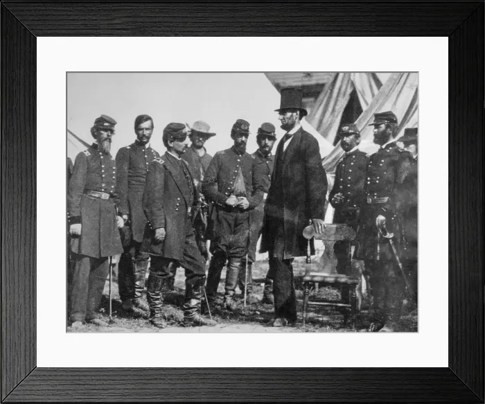 Framed Print : Abraham Lincoln at Antietam During Civil War Framed Print : Abraham Lincoln at Antietam During Civil War